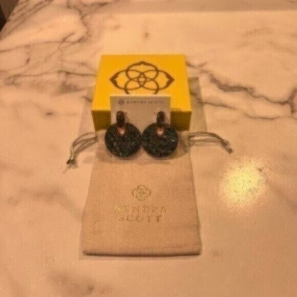 NWT Kendra Scott Didi Rose Gold Statement Earrings In Abalone Shell - Picture 3 of 6